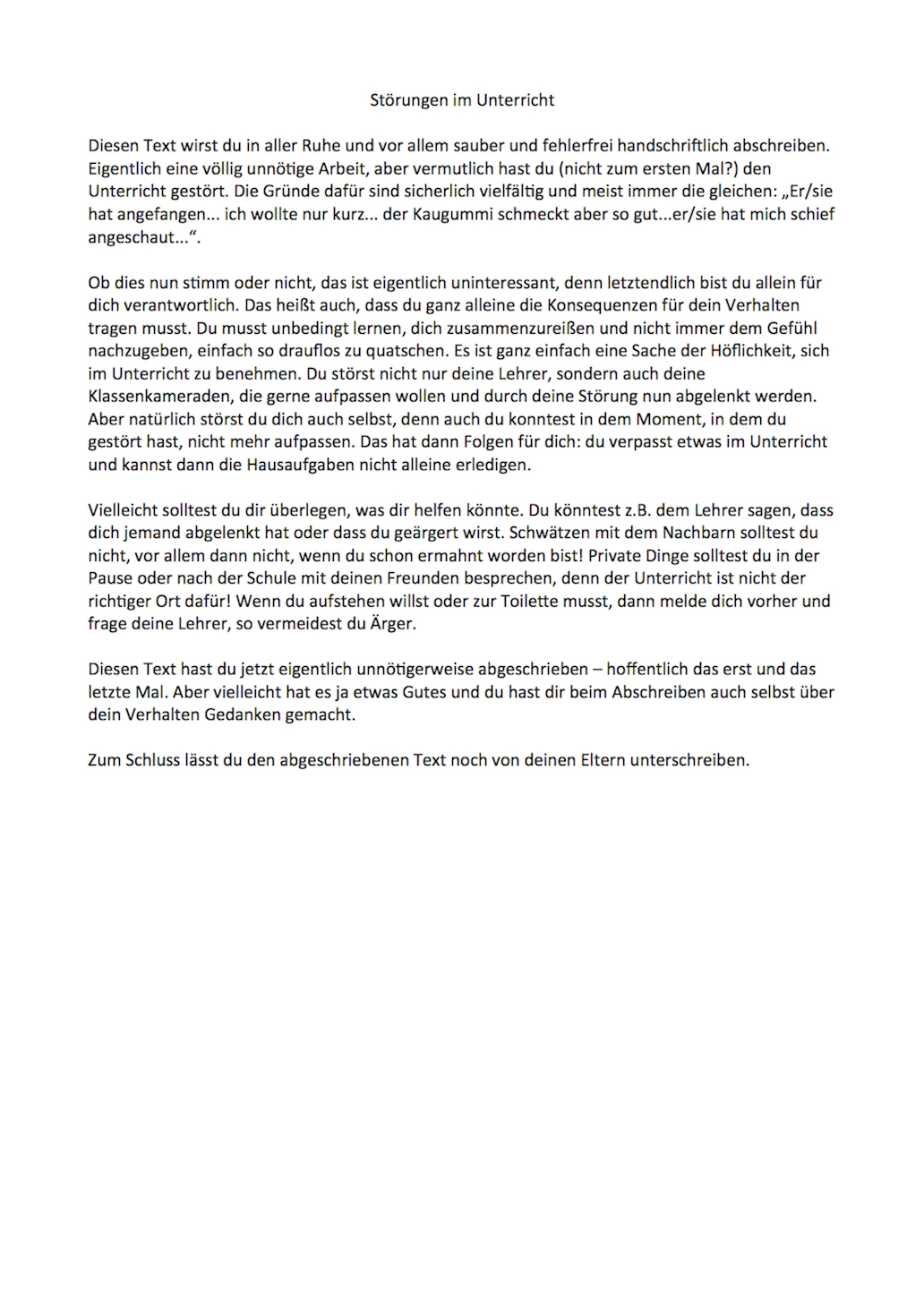 Am Schnellsten Strafarbeiten Zum Ausdrucken